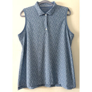 Peter Millar Womens Sleeveless Tennis Ball Print Tank Top XL Blue Golf Picklebal